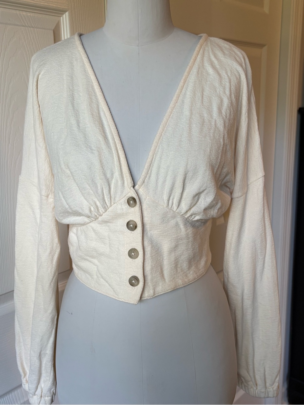 Madewell Deep-V Button -Front Crop Top/Size S
